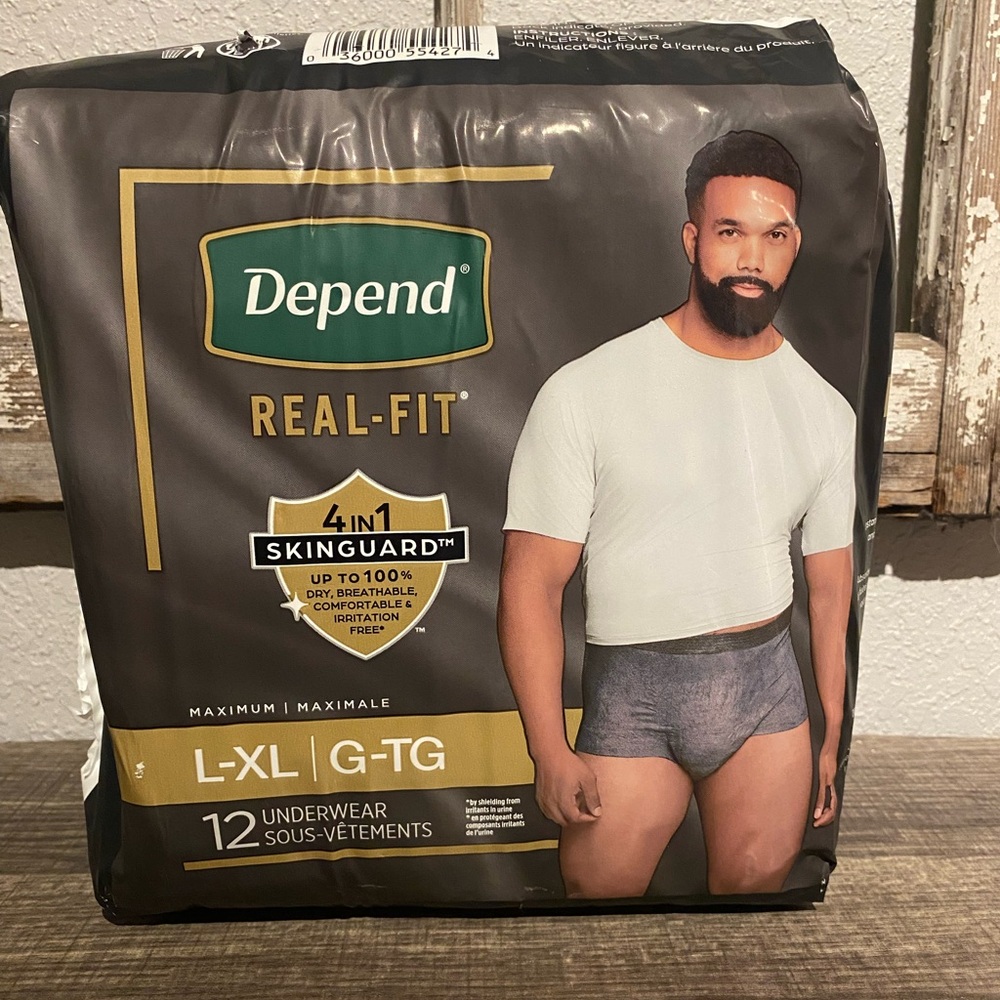 Depend Real-Fit Incontinence Underwear for Men, Adult Diapers, L-XL